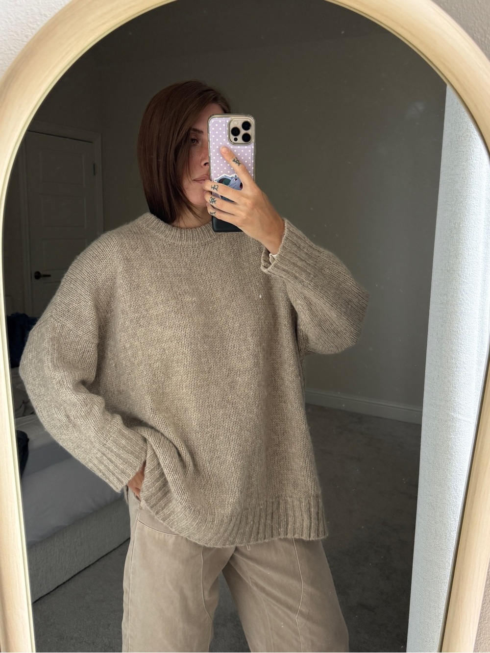Jenni Kayne Alpaca Cocoon Crewneck in Taupe